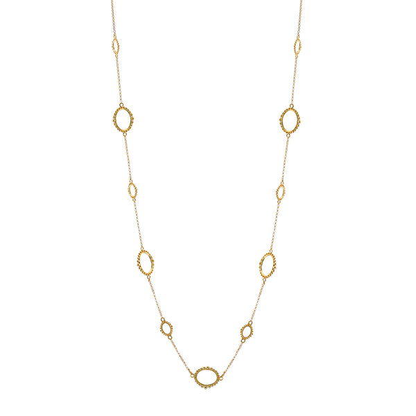 Fiona Gold Oval Chain Long Necklace