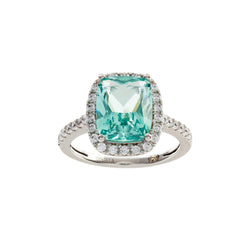 Ainsley Aqua Green Cushion Cut Dress Ring