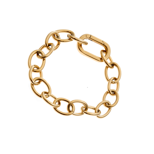 ABIGAIL- Gold plate Stainless Steel Link Bracelet with Oval Link Clasp closure