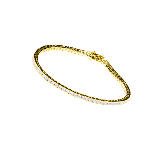 JOSIE- Gold Claw Set Square CZ Tennis Bracelet