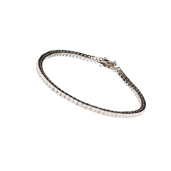 JOSIE- Rhodium Claw Set Square CZ Tennis Bracelet