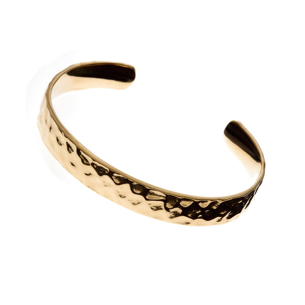 Madeline Gold plate Stainless Hammered Steel Cuff Bangle
