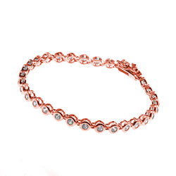 Bezel rose gold cubic zirconia tennis bracelet