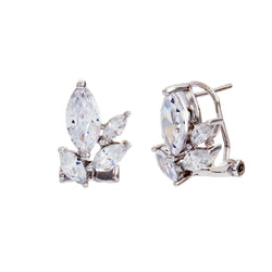 ELOISE-Rhodium Multi Marquise Claw Set Leverback Earring