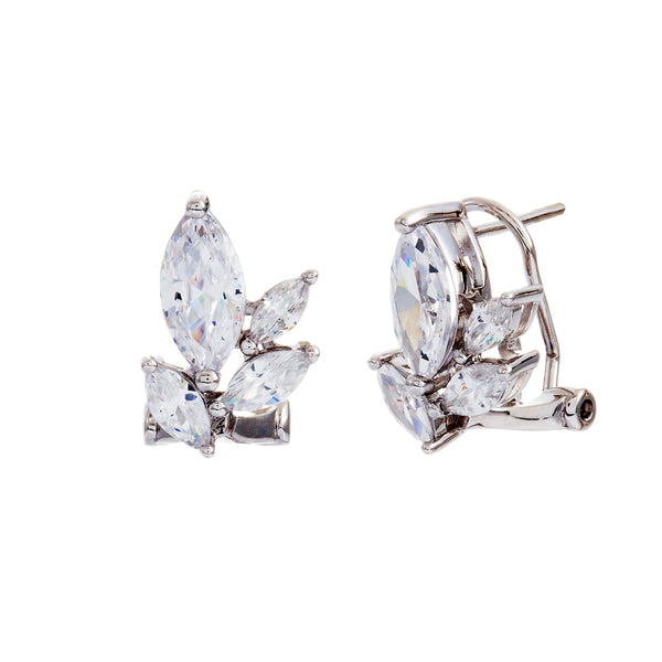 ELOISE-Rhodium Multi Marquise Claw Set Leverback Earring