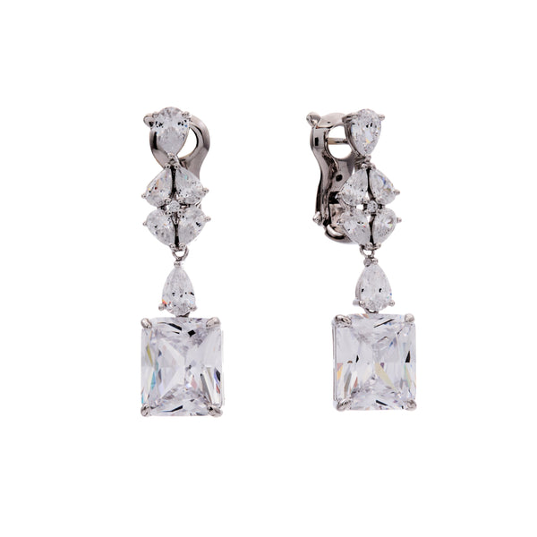 JOAN-Rhodium Multi Shape Chandelier Earring