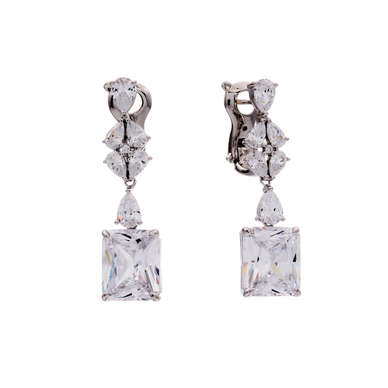 JOAN-Rhodium Multi Shape Chandelier Earring