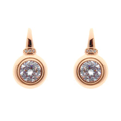 Large Round Rose Gold Cubic Zirconia Hook Earrings