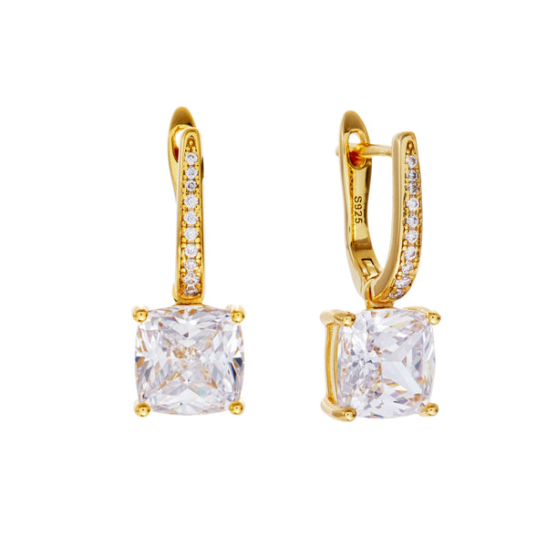 IRIS-Gold Plate and Square CZ Earring