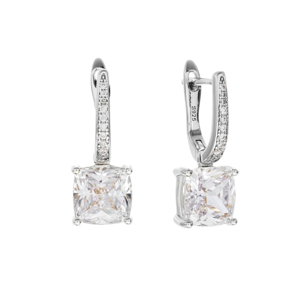 IRIS-Rhodium and Square CZ Earring