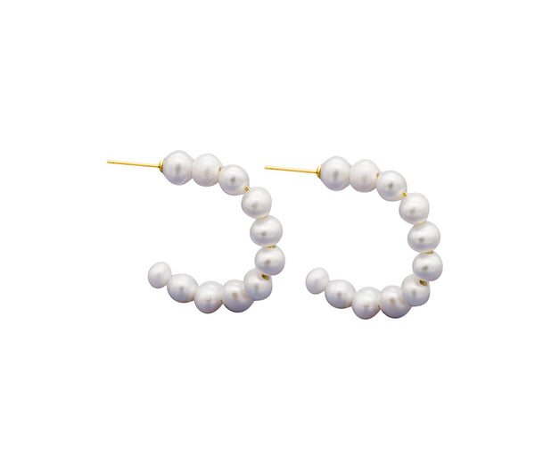 Elke Gold Freshwater Pearl Hoops