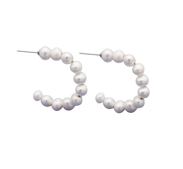 Elke Silver Freshwater Pearl Hoops