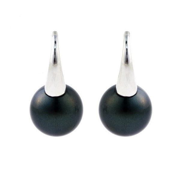 Karina Round Black Pearl on Silver Hook