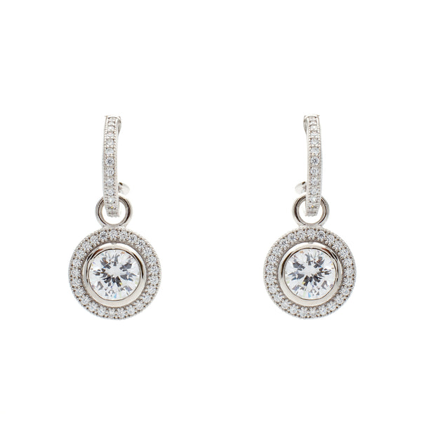 Emery Round Cubic Zirconia Silver Earring
