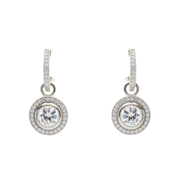 Emery Round Cubic Zirconia Silver Earring