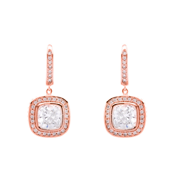 Marina Rose gold plate square cubic zirconia earring