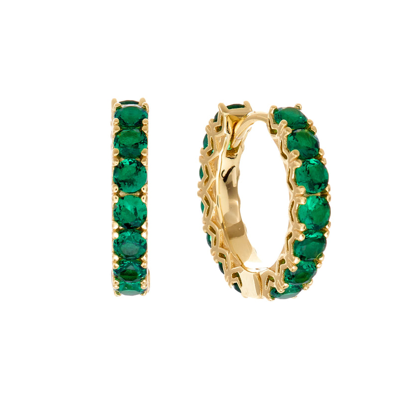 LYLA-Gold Plate Claw Set Green CZ Hoop Earring