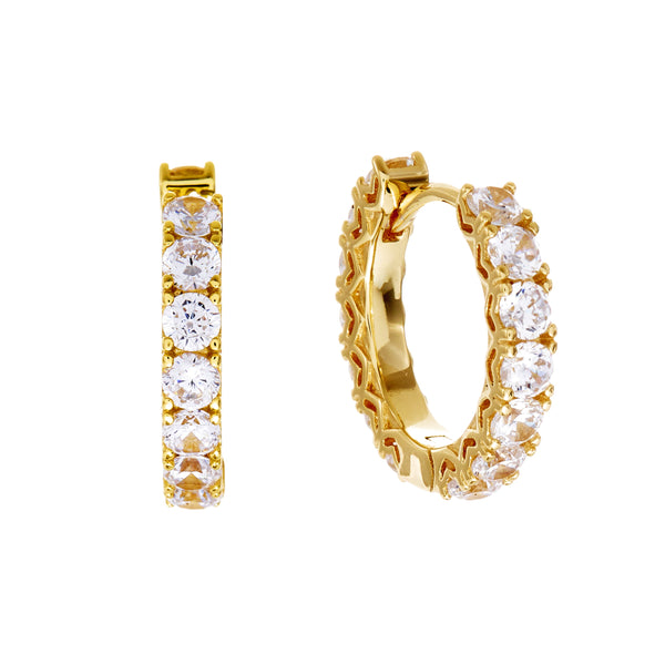 LYLA-Gold Plate Claw Set CZ Hoop Earring