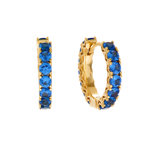 LYLA-Gold Plate Claw Set Blue CZ Hoop Earring