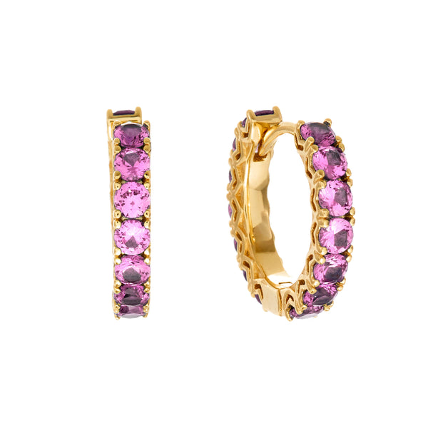 LYLA-Gold Plate Claw Set Pink CZ Hoop Earring