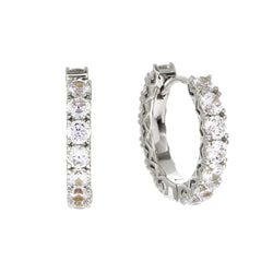 LYLA- Silver Plate Claw Set CZ Hoop Earring