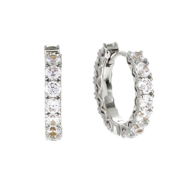 LYLA- Silver Plate Claw Set CZ Hoop Earring
