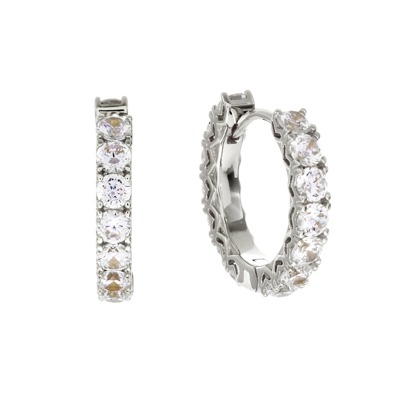 LYLA- Silver Plate Claw Set CZ Hoop Earring
