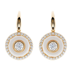 Keira White Enamel and Cubic Zirconia Gold Hook Earrings