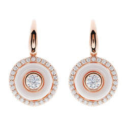 Keira White Enamel and Cubic Zirconia Rose Gold Hook Earrings