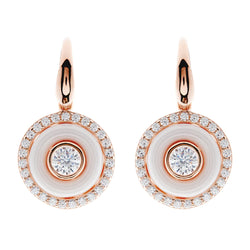 NIKITA White Enamel and Cubic Zirconia Rose Gold Hook Earrings