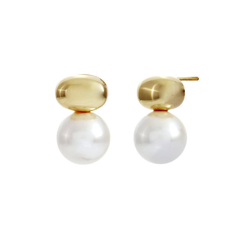 TAMSIN- Gold Plate and White Pearl Stud Earring