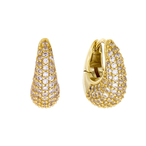 DUA-Gold Plate CZ Teardrop Hoop Earring