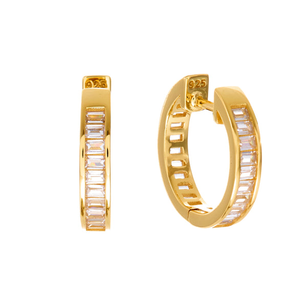 LUMI-Gold Plate Baguette CZ  Hoop Earring