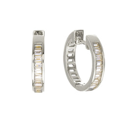 LUMI-Rhodium Baguette CZ Hoop Earring