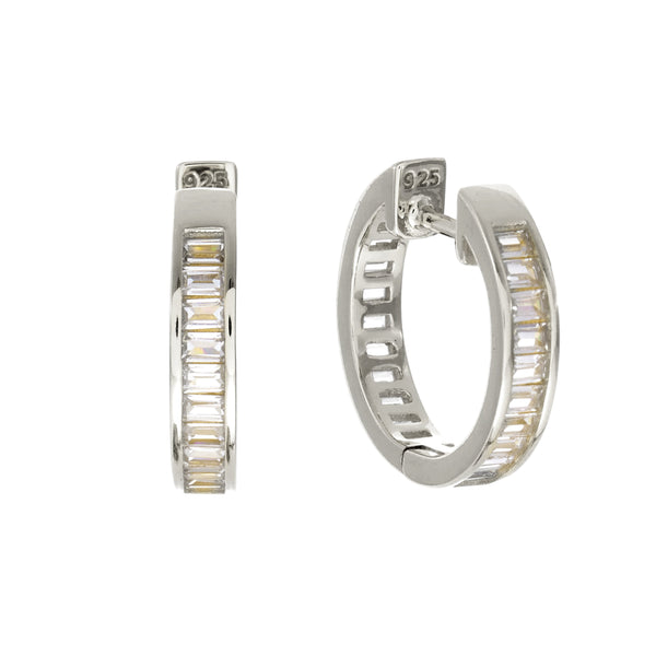 LUMI-Rhodium Baguette CZ Hoop Earring
