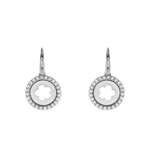 Jocelyn Silver cubic zirconia open flower earring