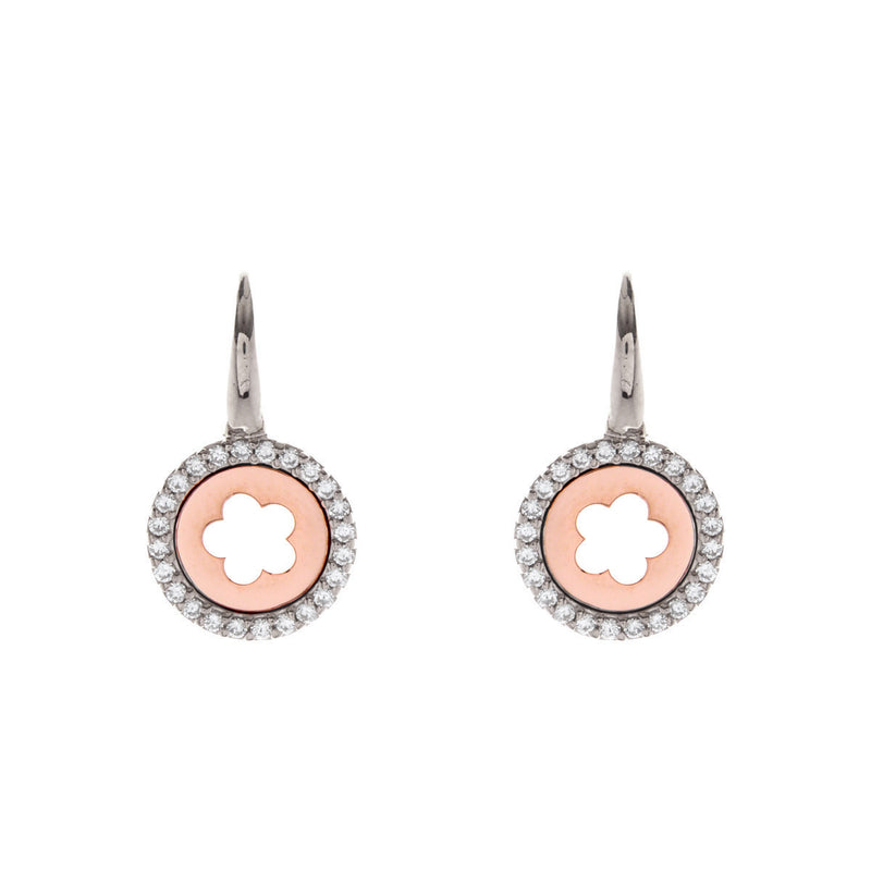 Jocelyn Two-tone cubic zirconia open flower earring