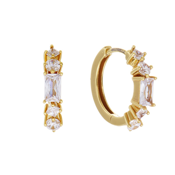LUELLA-Gold Plate Multi Shape CZ Hoop Earring