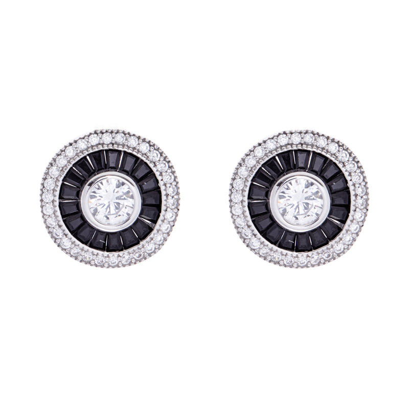 Black & Clear Cubic Zirconia Studs