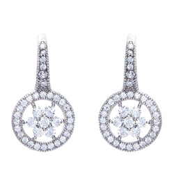 Mary silver micro pave cubic zirconia flower earrings