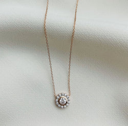 Flower Rose Gold Cubic Zirconia Pendant