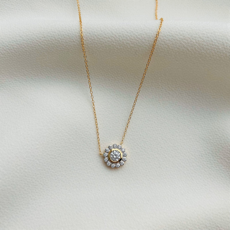 Flower Gold Cubic Zirconia Pendant