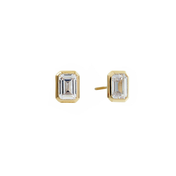 Gabriella Baguette Cut Gold Stud Earrings