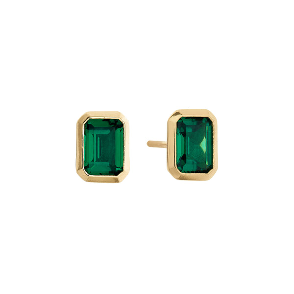 Gabriella Baguette Cut Dark Green Stud Earrings