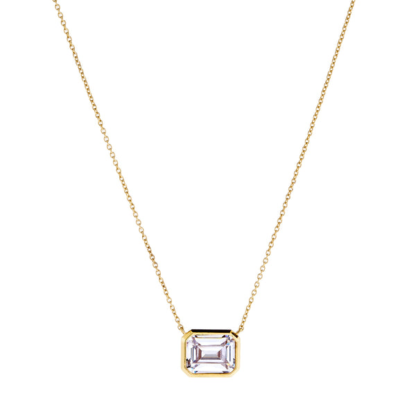 Gabriella Baguette Cut Pendant on Fine Gold Chain