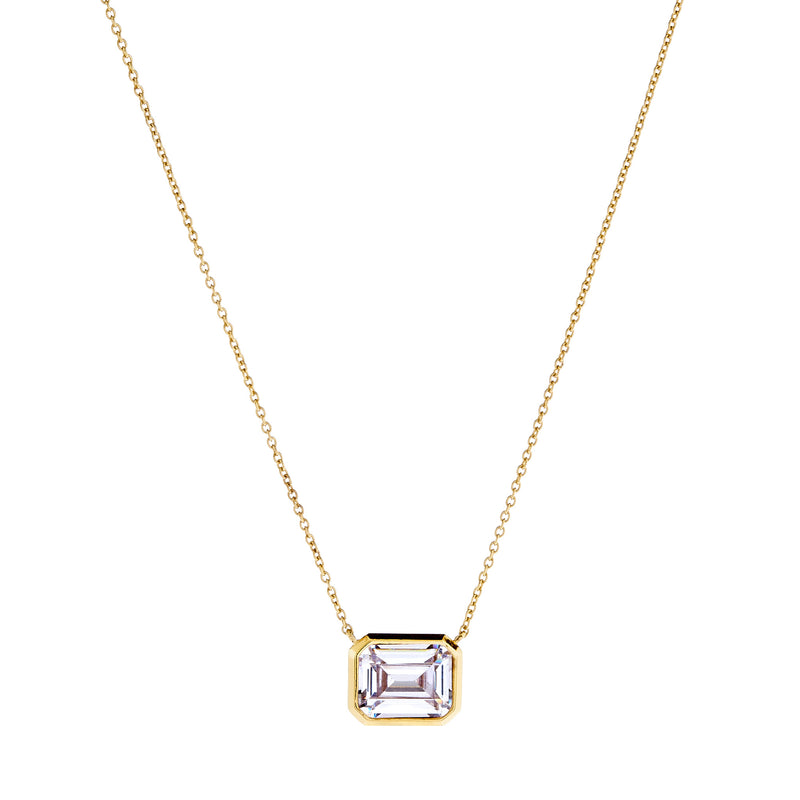 Gabriella Baguette Cut Pendant on Fine Gold Chain