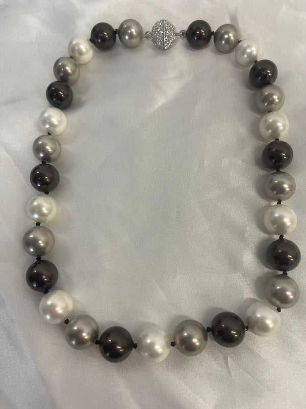 Emily Classic Round Multi Coffee Coloured Pearl Short Necklace