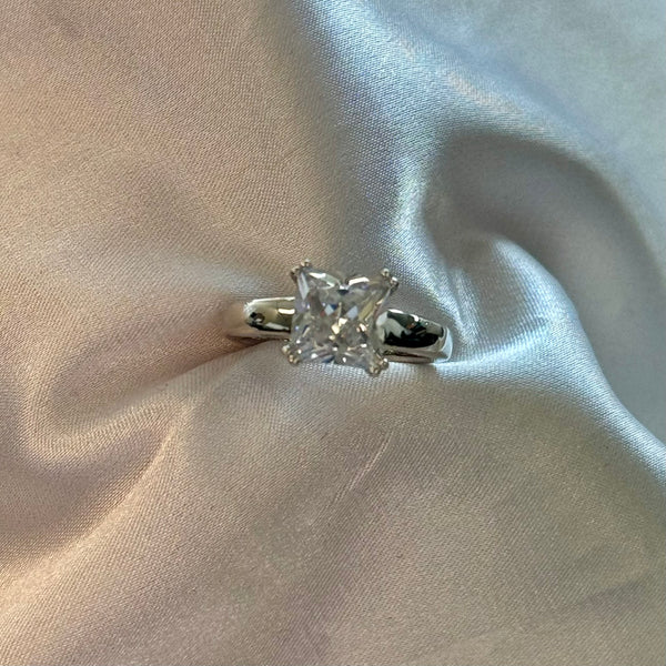 Matilda - Square rhodium cubic zirconia ring