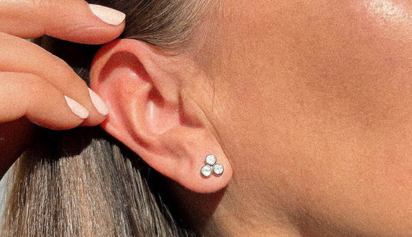 Jade Gold Stud Earrings