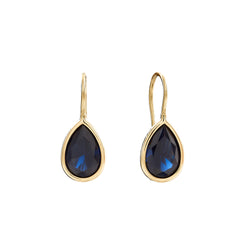 Lulu Tear Drop Dark Blue & Gold Hook Earrings